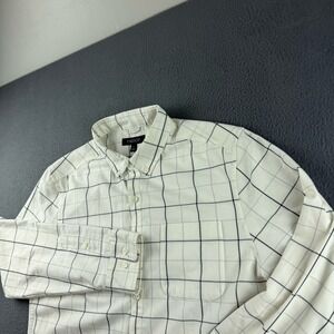 Proof Shirt Men's L White Wool Blend Windowpane Plaid Oxford Huckberry Flannel